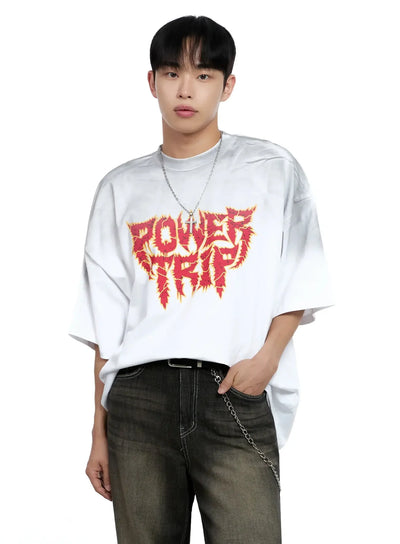 mens-oversized-text-graphic-t-shirt-ig520 / White