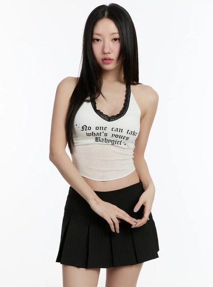 lace-lettering-v-neck-crop-top-cm511 / White