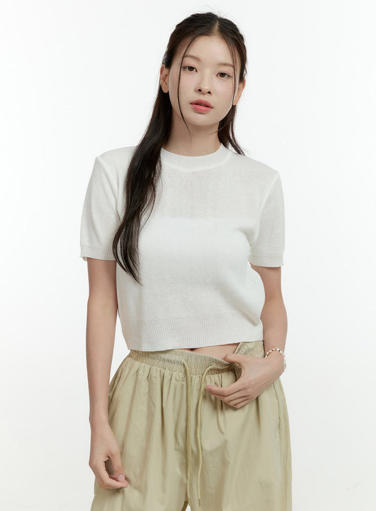 simple-short-sleeve-crop-top-ol430 / White