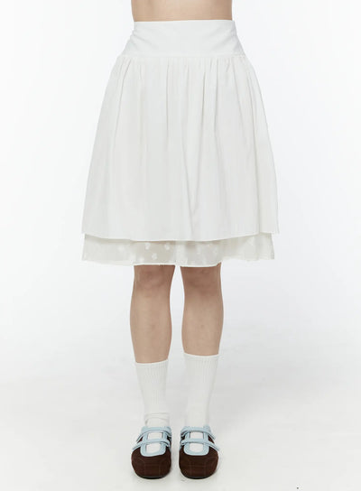 sheer-layered-midi-skirt-iu505 / White