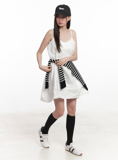 flare-v-neck-cami-mini-dress-iy509 / White