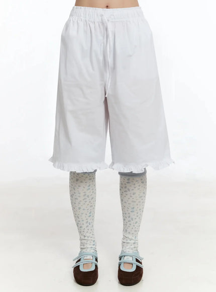 frilled-cotton-shorts-im509 / White