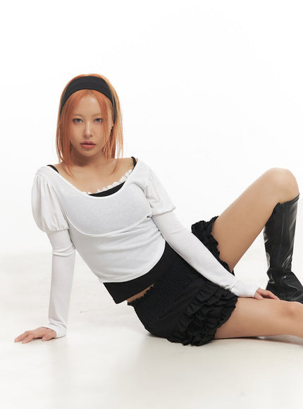 puff-sleeve-long-sleeve-top-ia515 / White