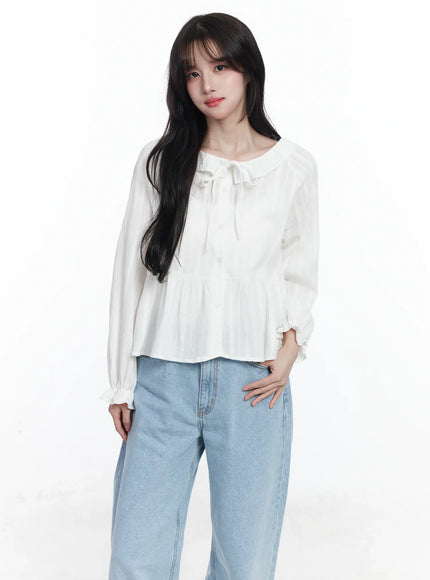 ribbon-frill-blouse-ij529 / White