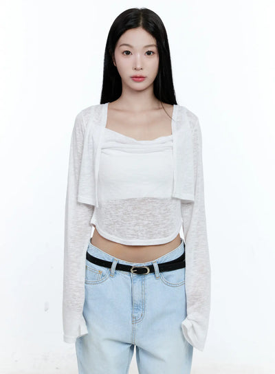 ribbed-knit-cardigan-and-tank-set-cg512 / White