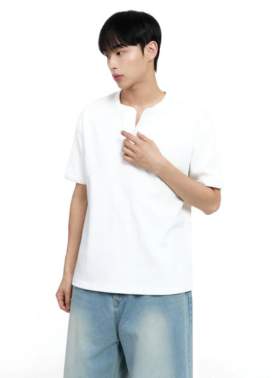 mens-cotton-henley-tee-ig520 / White