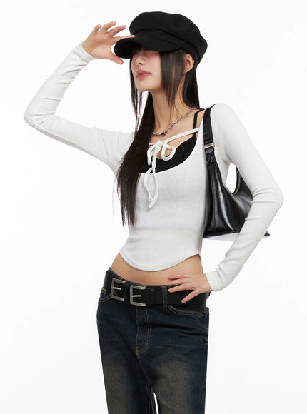 contrast-front-ribbon-top-in503 / White