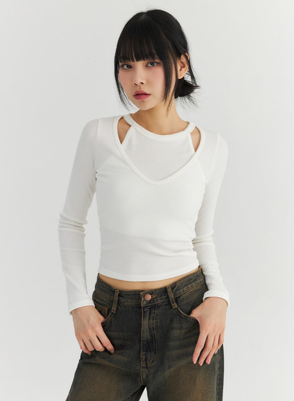 販促品 アメリ ヴィンテージ SHIRRING SHEER LAYERED TEE - レディース