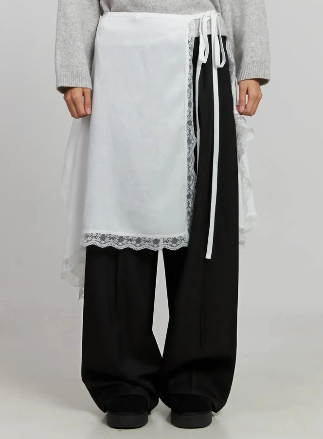 lace-overlay-skirt-ij505 / White