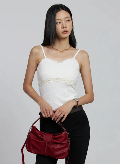 lace-trim-sleeveless-camisole-im520 / White