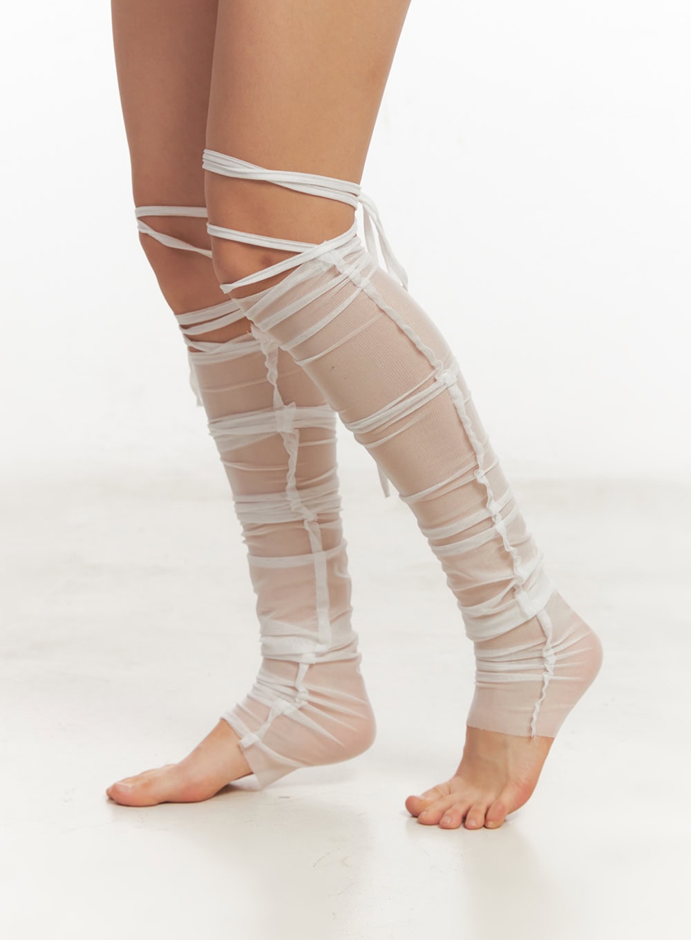balletcore-sheer-leg-warmers-iu509 / White
