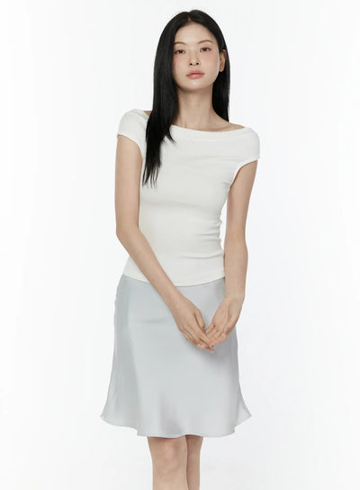 boat-neck-short-sleeve-top-iu505 / White