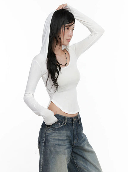 basic-slim-fit-hoodie-cs526 / White