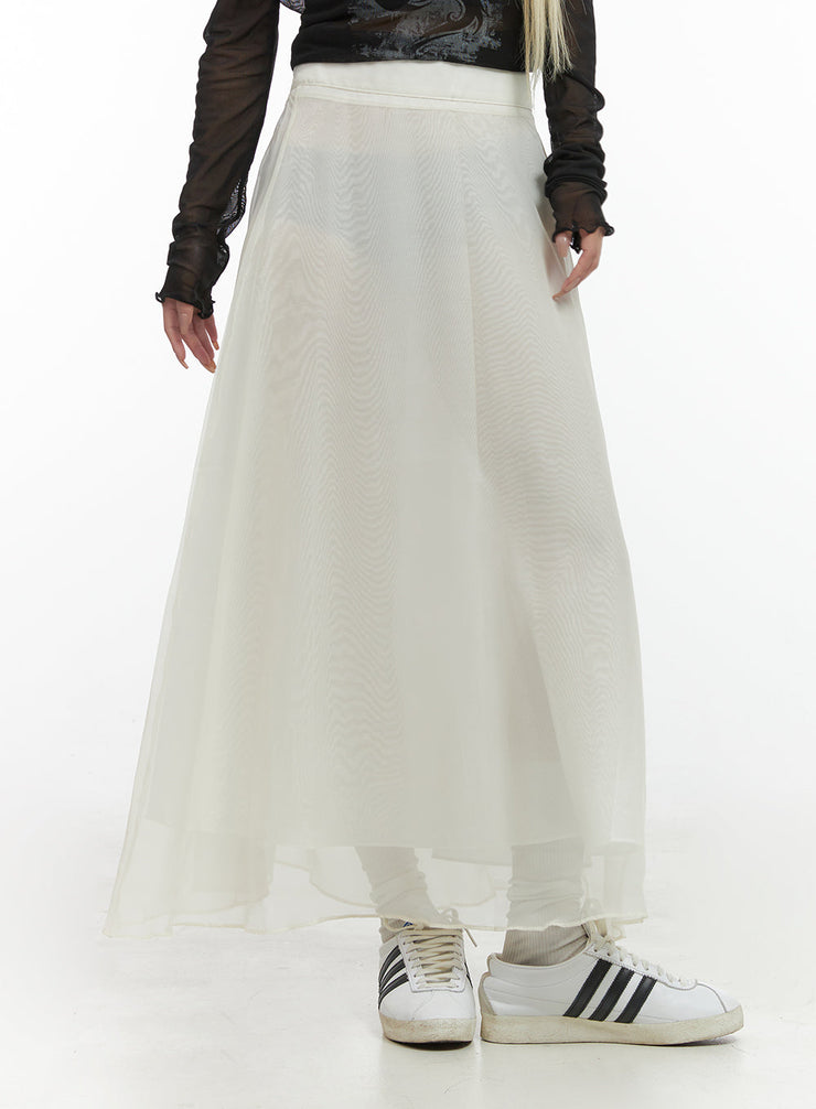 sheer-elegance-banded-maxi-skirt-co415 / White