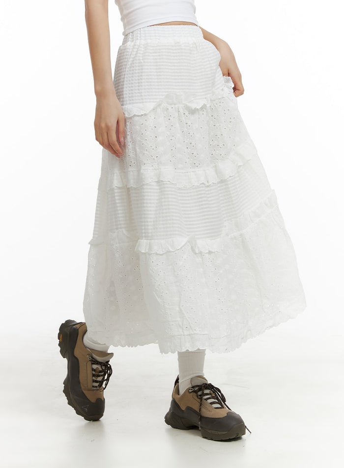 frill-lace-maxi-skirt-ca409 / White