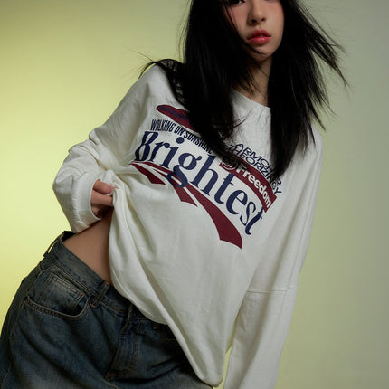 oversize-graphic-long-sleeve-t-shirt-co425 / White