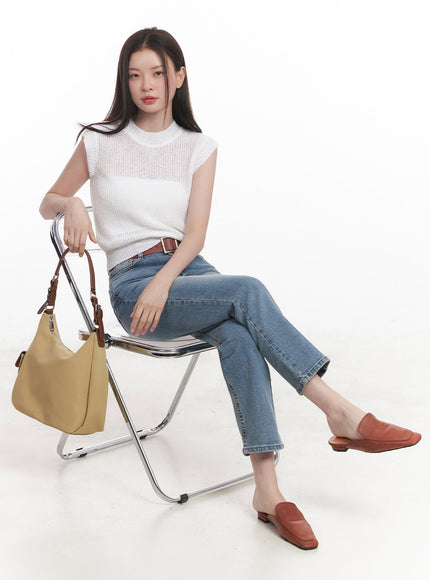 sheer-mock-neck-knit-top-iy508 / White