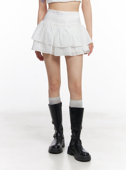 ruffle-tiered-mini-skirt-cy514 / White