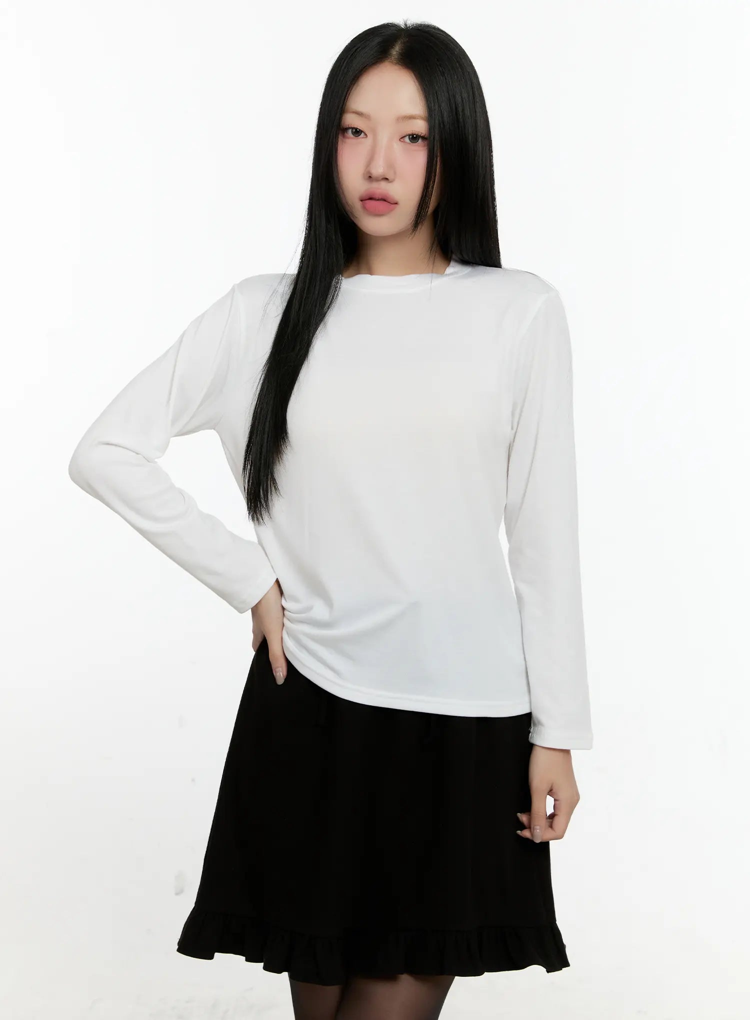 basic-fleece-long-sleeve-tee-cn506 / White