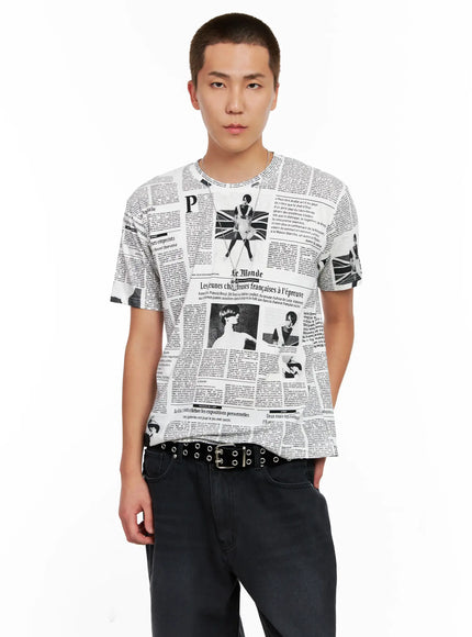 mens-newspaper-graphic-tee-ig511 / White