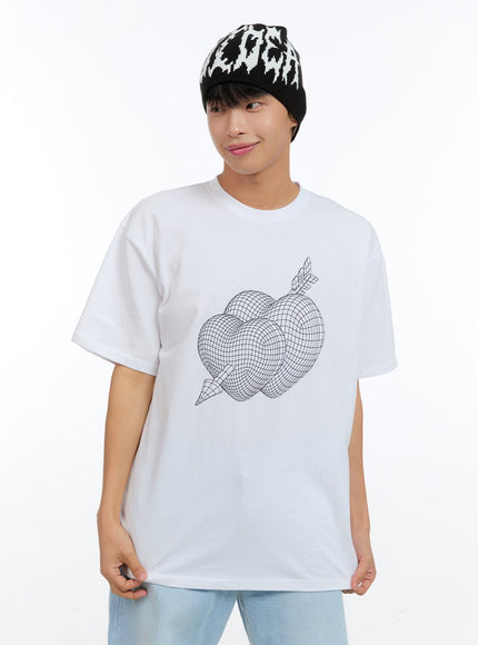 mens-cotton-graphic-round-neck-t-shirt-ig416 / White