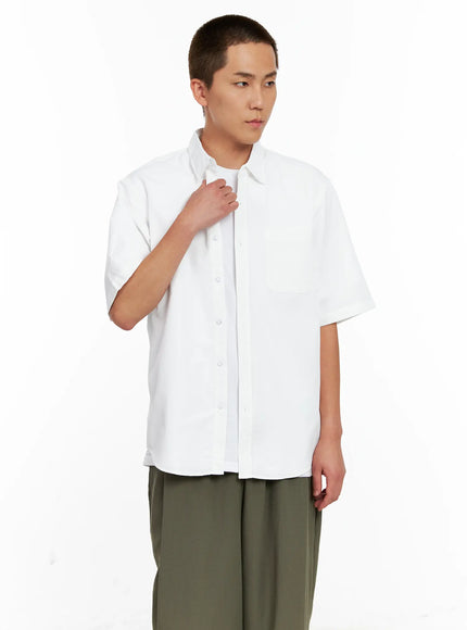 mens-short-sleeve-button-up-ig511 / White