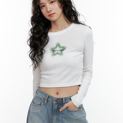 slim-fit-star-crop-tee-on404 / White