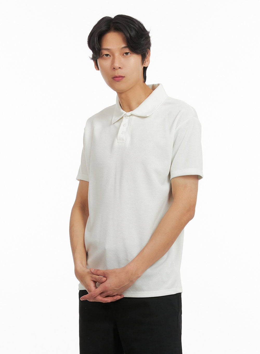 mens-basic-short-sleeve-polo-shirt-white-iy416 / White