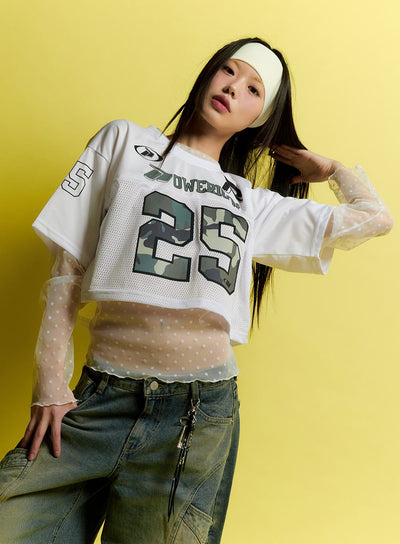 camo-mesh-crop-jersey-top-cm513 / White