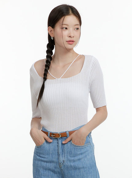 linen-knit-sweater-top-ol424 / White