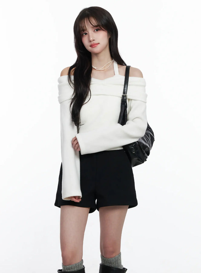 ribbon-off-shoulder-blouse-ij529 / White
