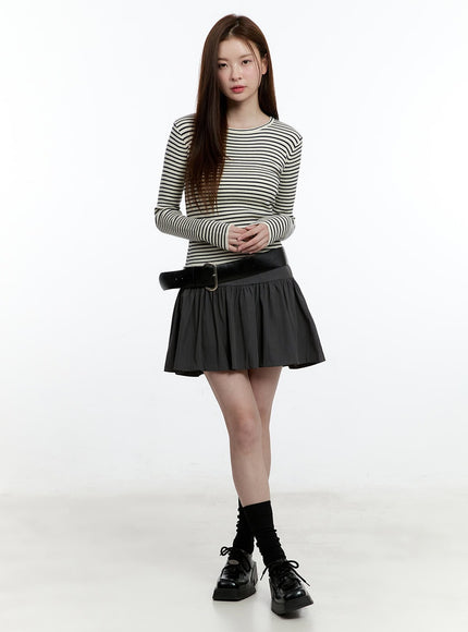 striped-slim-fit-long-sleeve-top-cm521 / White