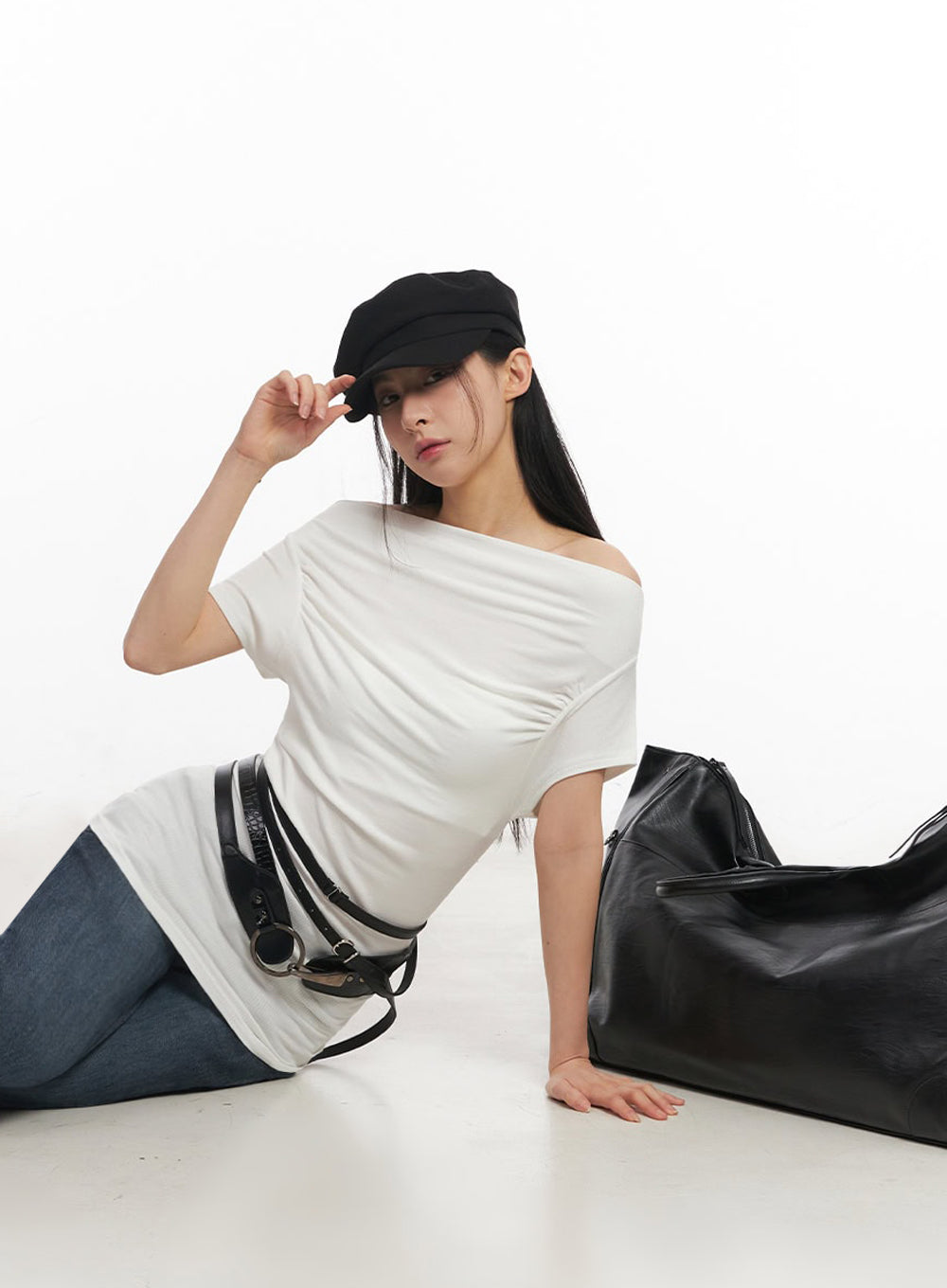 off-shoulder-slim-fit-mini-dress-iu509 / White