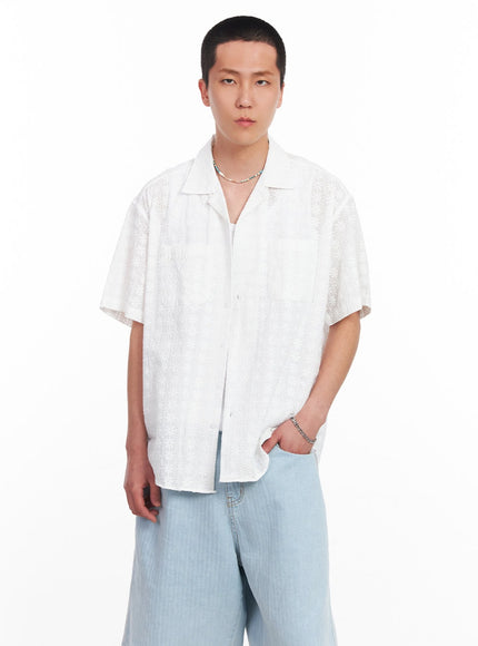 mens-crochet-collared-shirt-iu512 / White