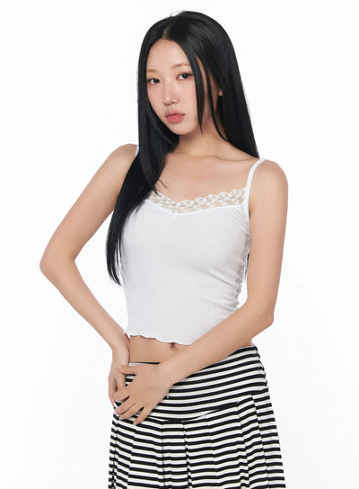 lace-trim-ribbed-cami-cy512 / White