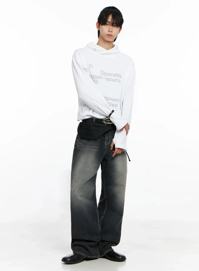 mens-lettering-hand-warmer-hoodie-io516 / White