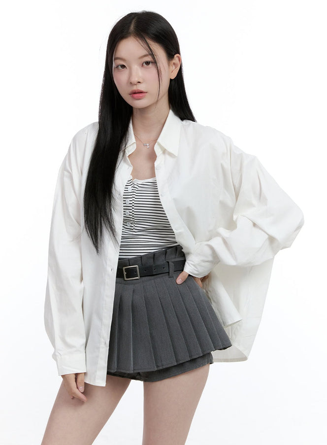 oversized-cotton-collared-shirt-oo429 / White