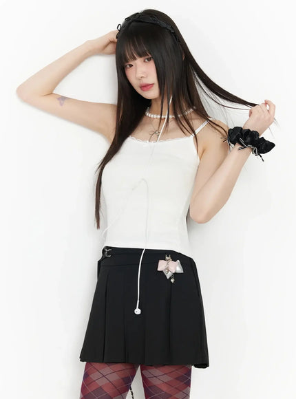 lace-trim-ribbon-camisole-im523 / White