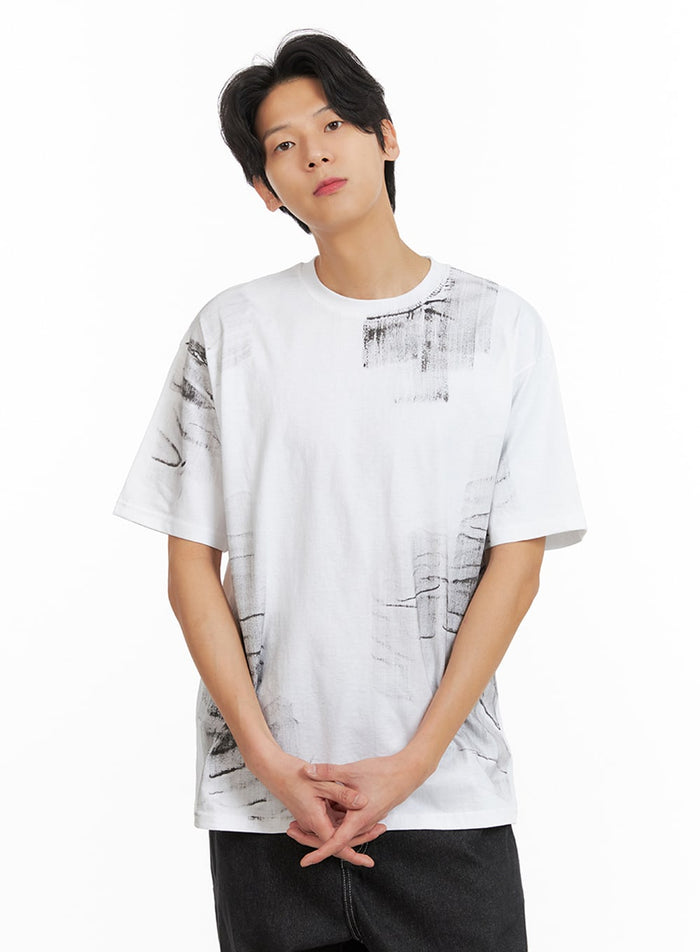mens-graphic-round-neck-t-shirt-ia402 / White