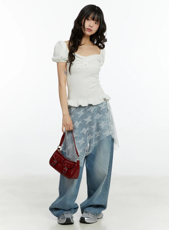 lace-sheer-midi-wrap-skirt-cf510 / White