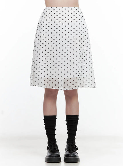 polka-dot-double-layered-midi-skirt / White