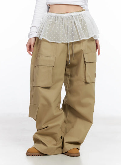 polka-dot-mesh-wrap-skirt-cf518 / White