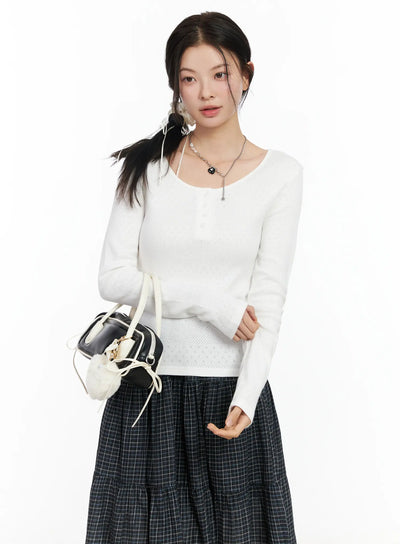 cute-wide-neck-long-sleeve-top-im524 / White