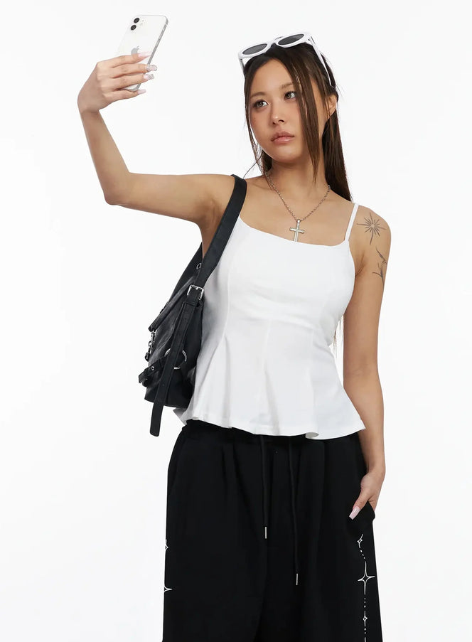 flare-cami-peplum-top-iy515 / White