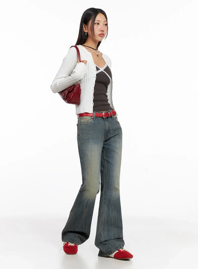 ribbed-slim-fit-cardigan-ig528 / White