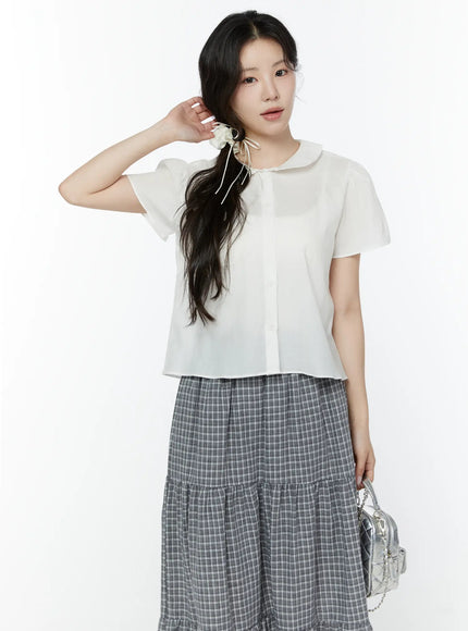 puff-sleeve-round-collar-blouse-iy507 / White