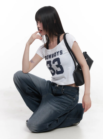 cowboys-off-shoulder-crop-tee-cu518 / White