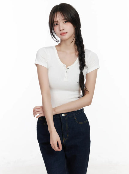 basic-snap-button-tee-cm531 / White