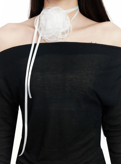 corsage-neck-scarf-im504 / White