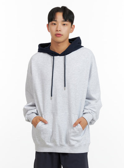 mens-contrasting-hoodie-white-iu414 / White